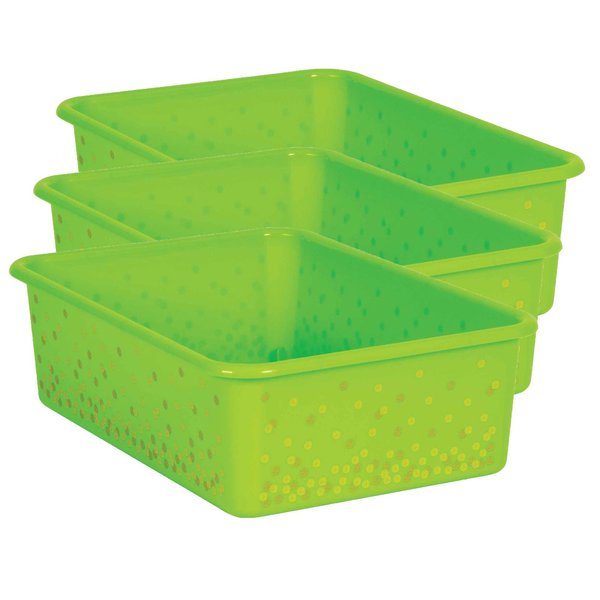 Teacher Created Resources Storage Bin, Plastic, Lime Green/Gold, 3 PK TCR20897